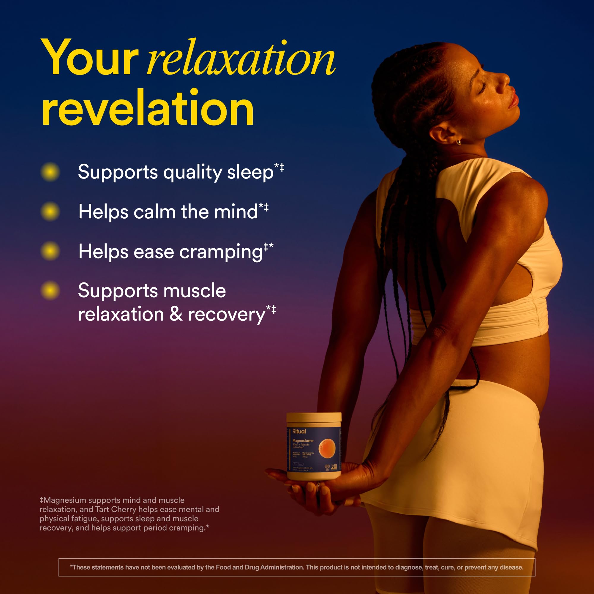 Ritual Magnesium+ Drink Mix Supplement | 2-in-1 Science-Backed Tart Cherry & Gentle on Stomach Magnesium Bisglycinate | Fo...