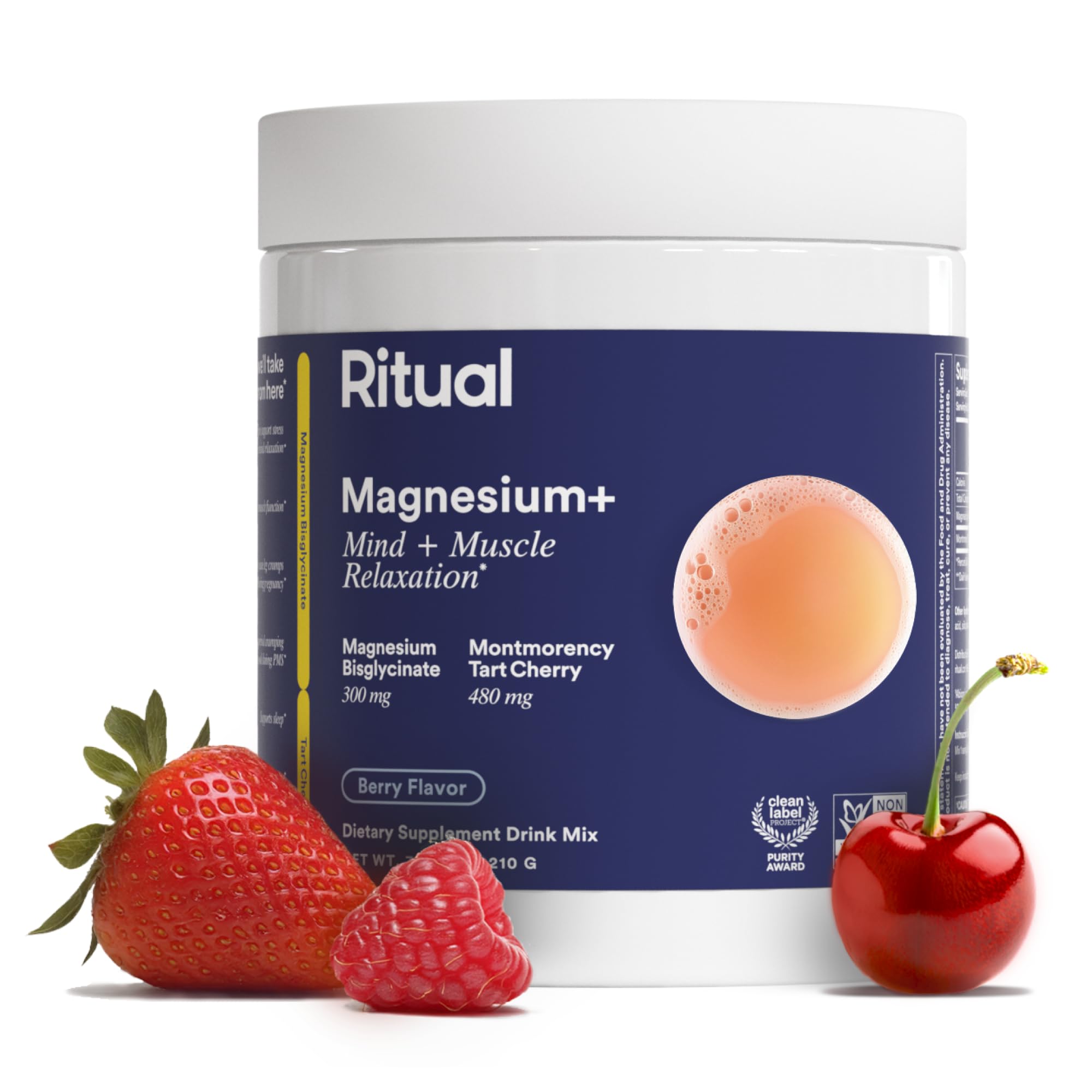 Ritual Magnesium+ Drink Mix Supplement | 2-in-1 Science-Backed Tart Cherry & Gentle on Stomach Magnesium Bisglycinate | Fo...