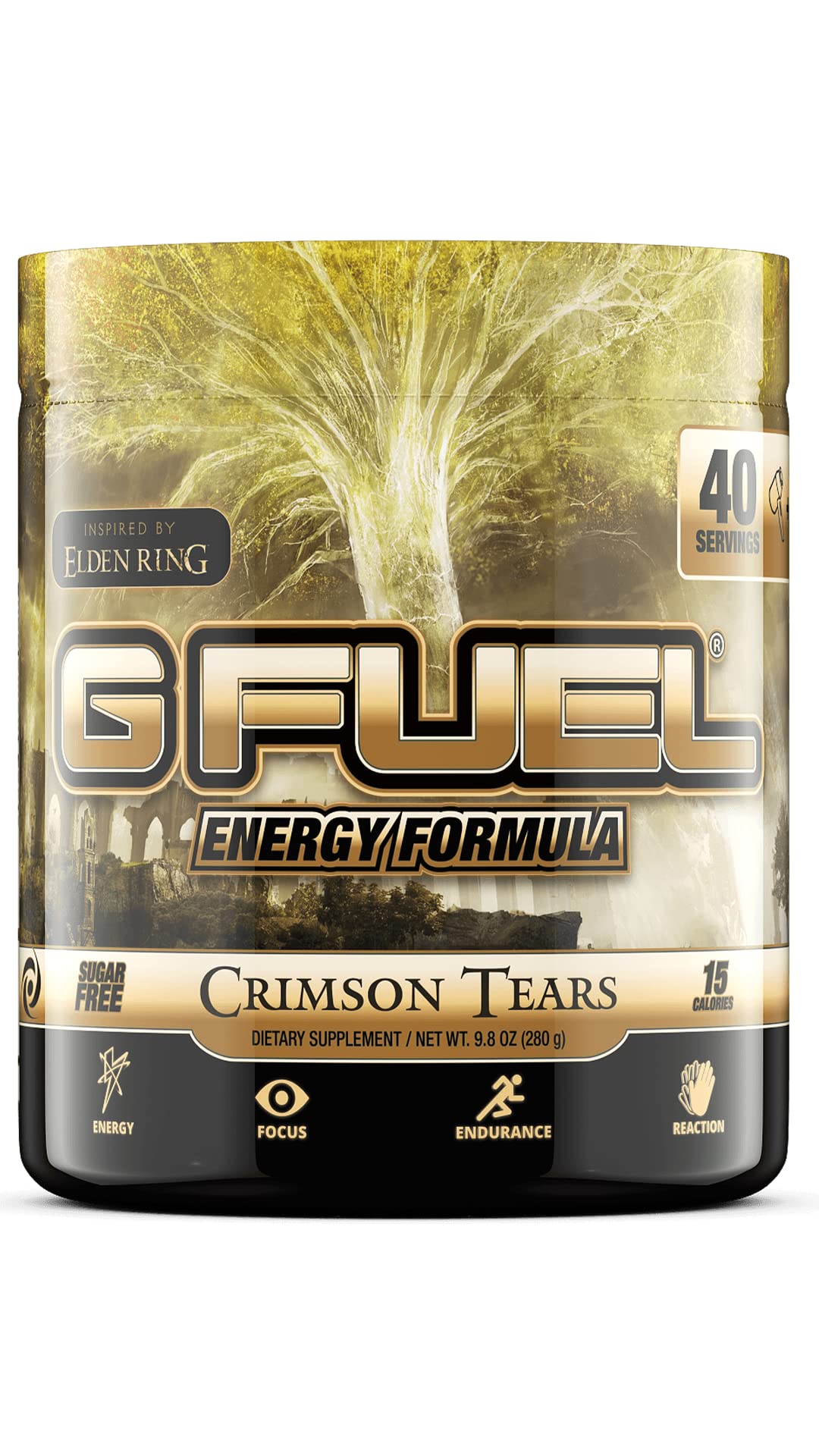 مسحوق مشروب الطاقة G Fuel، 40 حصة - Elden Ring Crimson Tears، عبوة مسحوق، 40 حصة
