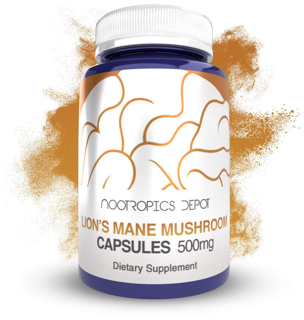 Nootropics Depot Lion's Mane Mushroom 8:1 Dual Extract Capsules – Cognitive Support..., capsules bottle
