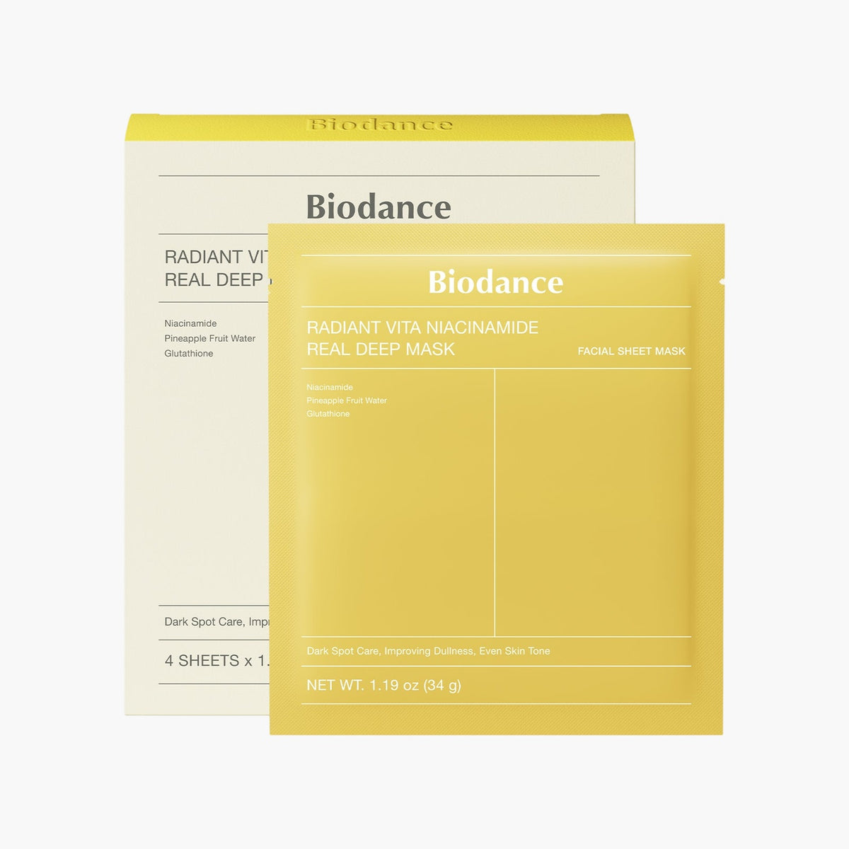 Biodance - Radiant Vita Niacinamide Real Deep Mask 34g x 4