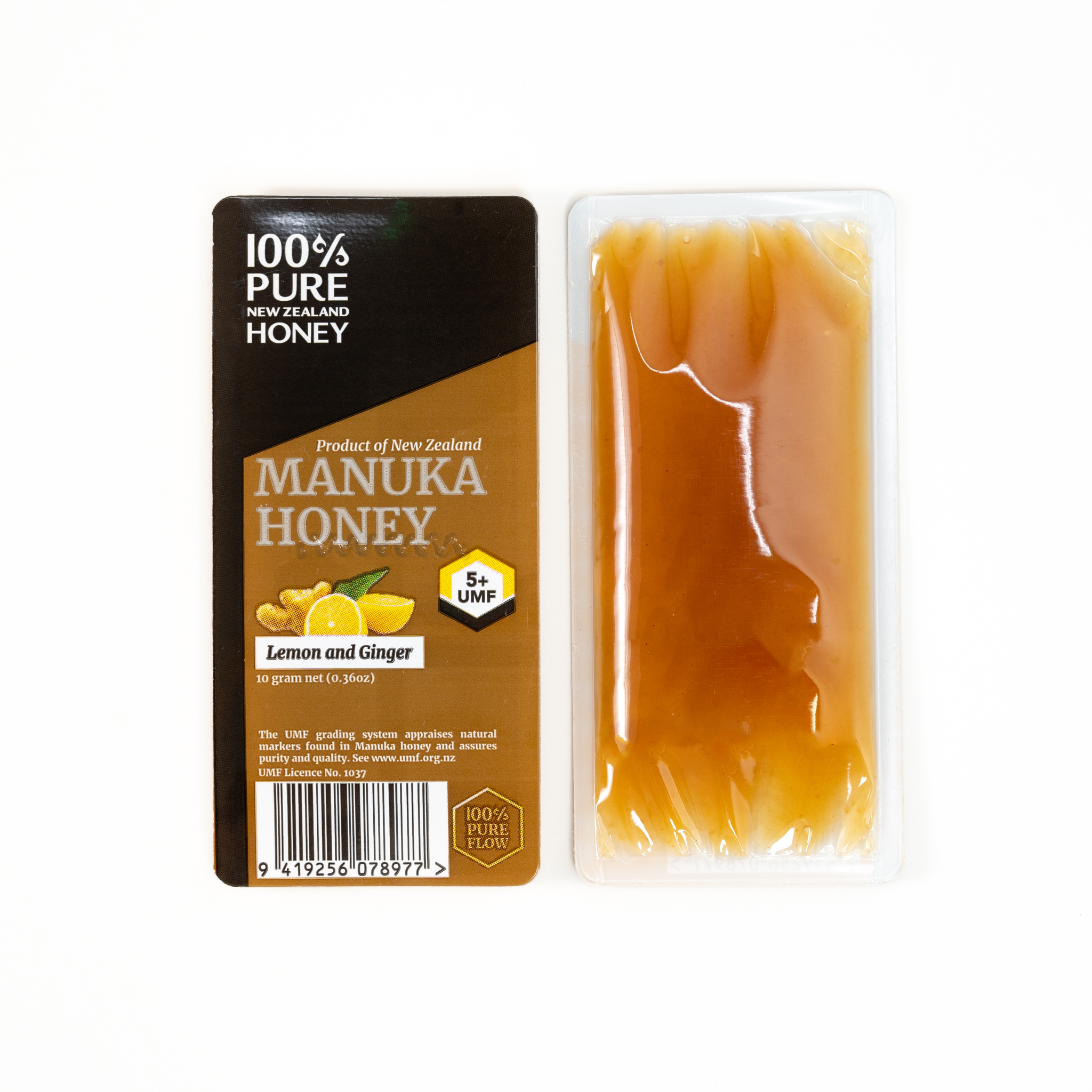 100% Pure New Zealand Honey - 10g Manuka Sachets UMF 5+ MGO 83+ Lemon Ginger Pack of 5