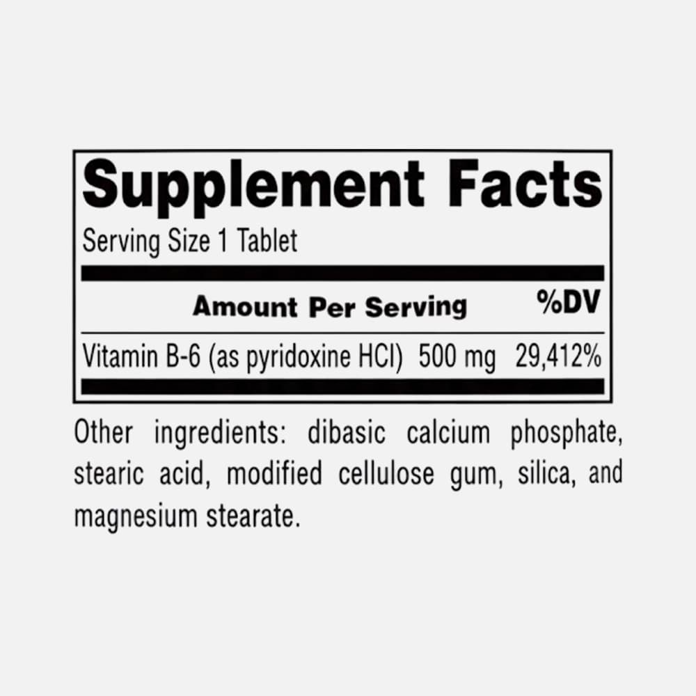 Vitamin B-6 500mg - 100 Tablets