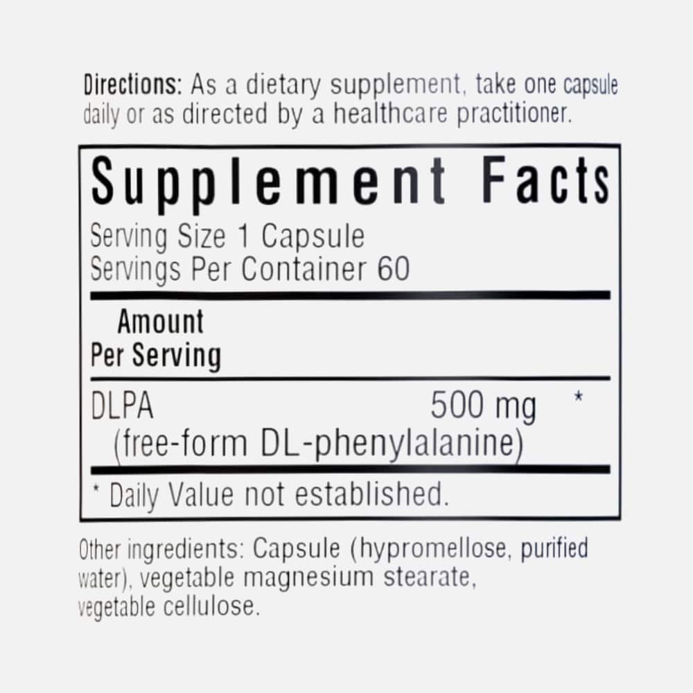 DL-Phenylalanine 500mg - 60 Vegetable Capsules