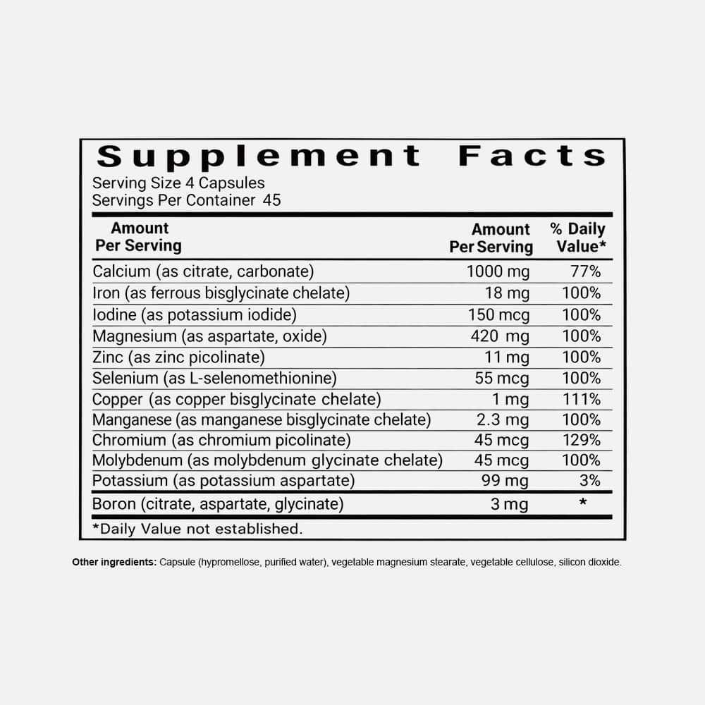 Chelated Multiminerals with Boron & Iron - 180 Capsules
