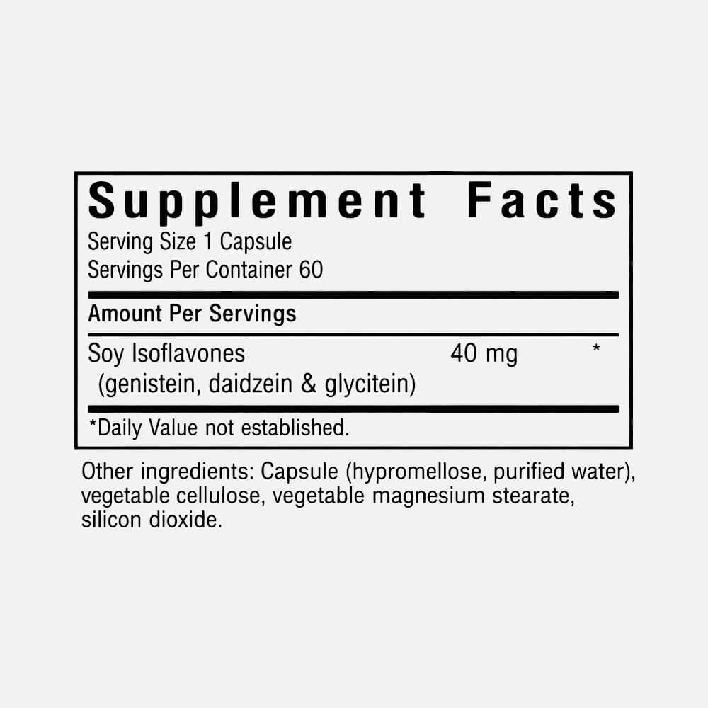 Non-GMO Soy Isoflavones 40mg - 60 Vegetable Capsules