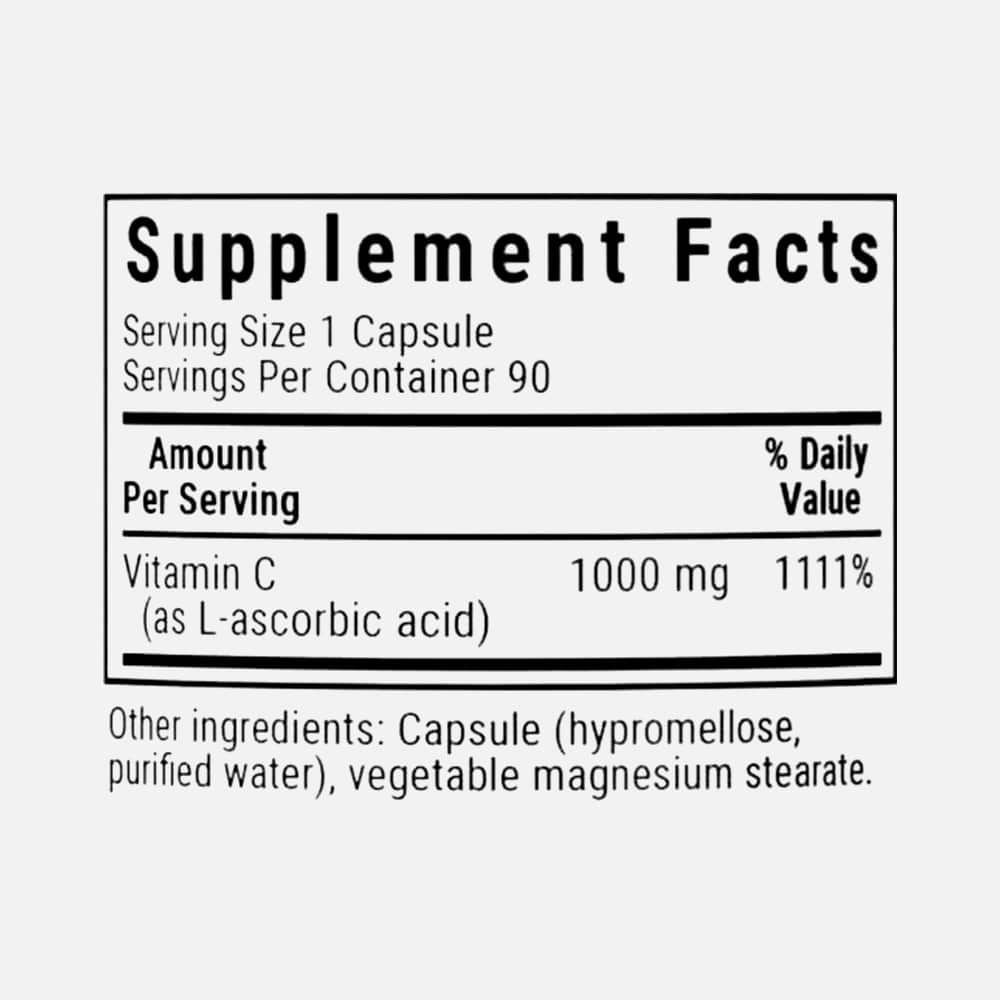 Vitamin C 1000mg - 90 Vegetable Capsules