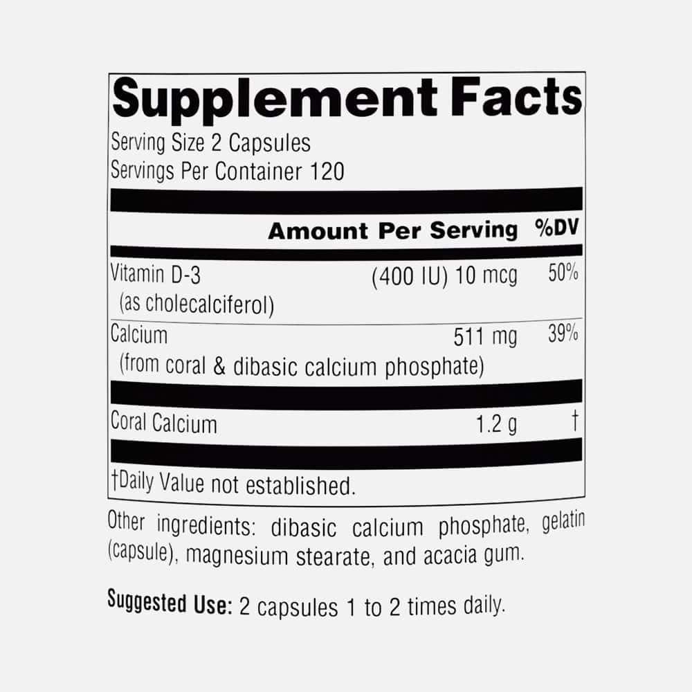 Coral Calcium 600mg - 240 Capsules
