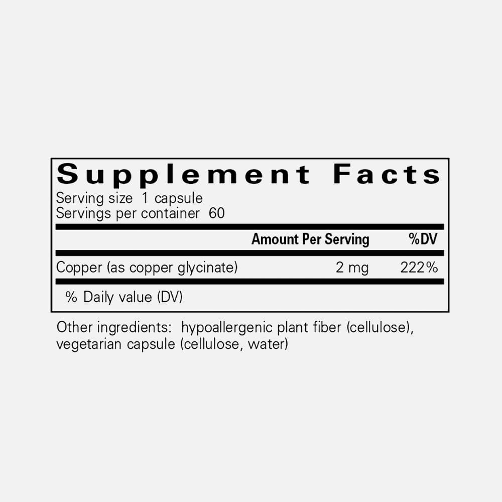 Copper Glycinate 2mg - 60 Capsules