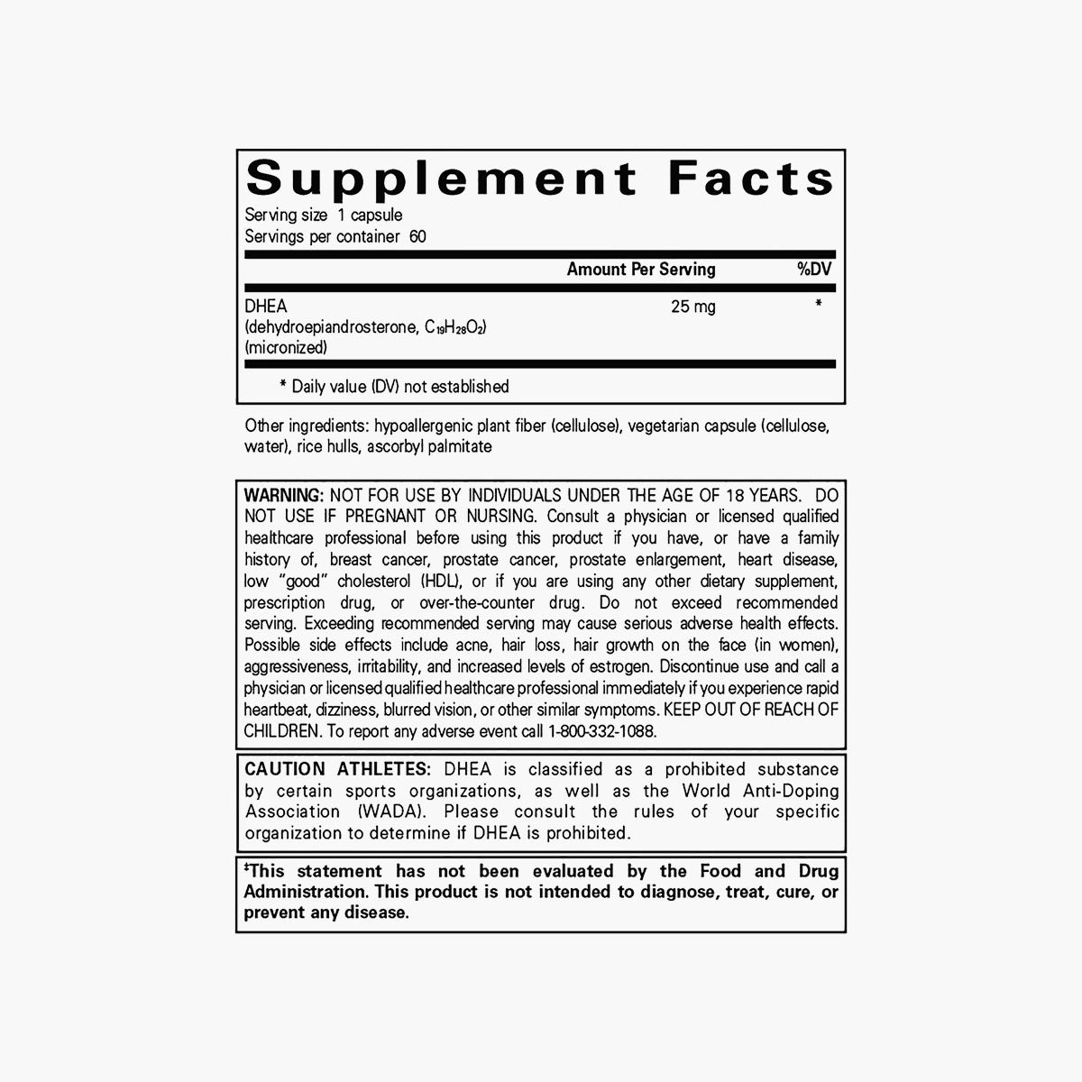 Pure Encapsulations DHEA 25 mg - 60 Capsules
