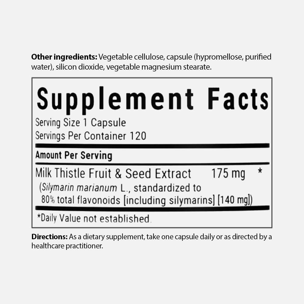 Milk Thistle Extract 175mg - 120 Vegetable Capsules
