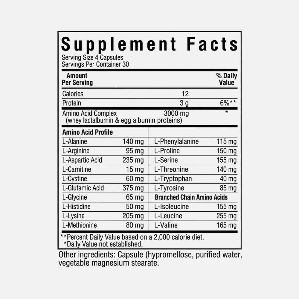 Amino Acid 750mg - 120 Vegetable Capsules
