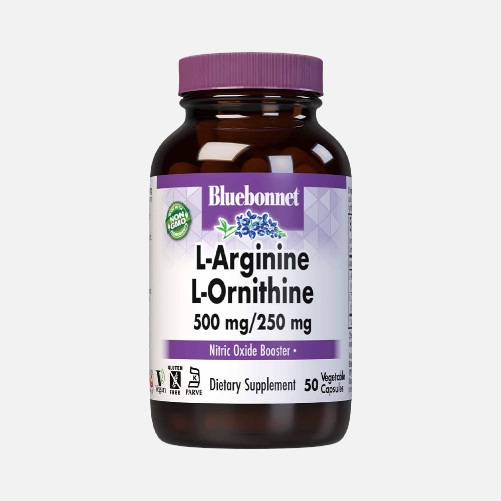 L-Arginine 500mg & L-Ornithine 250mg - 50 Veg Capsules