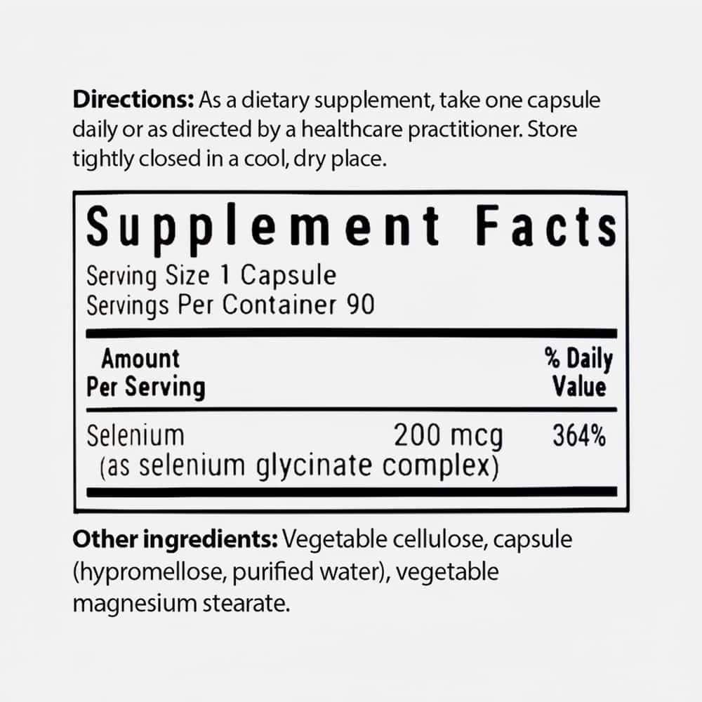 Selenium Glycinate 200mcg - 90 Vegetable Capsules