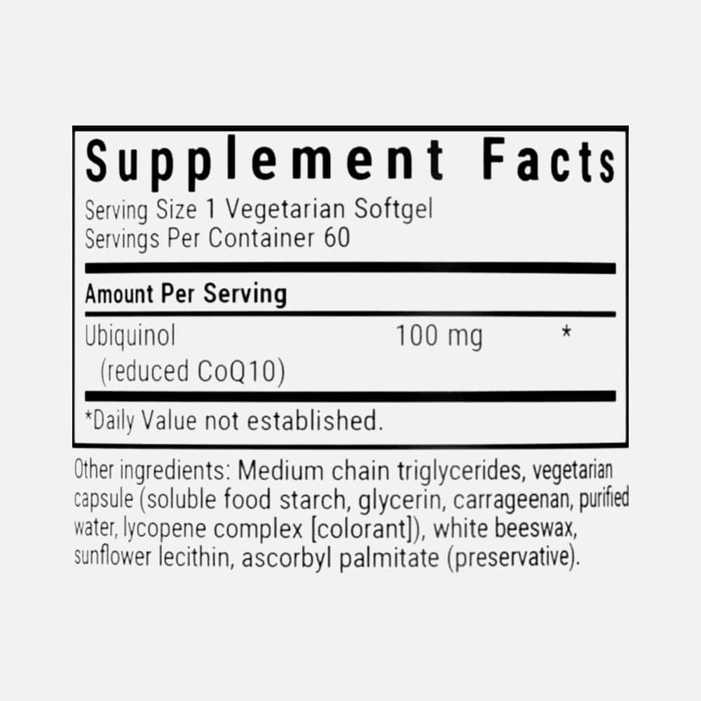 CoQ10 Ubiquinol 100mg - 60 Vegetarian Softgels