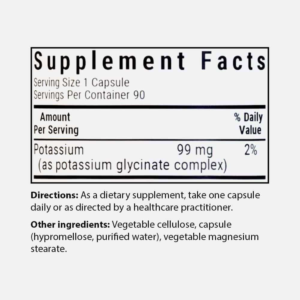 Potassium 99mg (Albion Glycinate) - 90 Veg Capsules