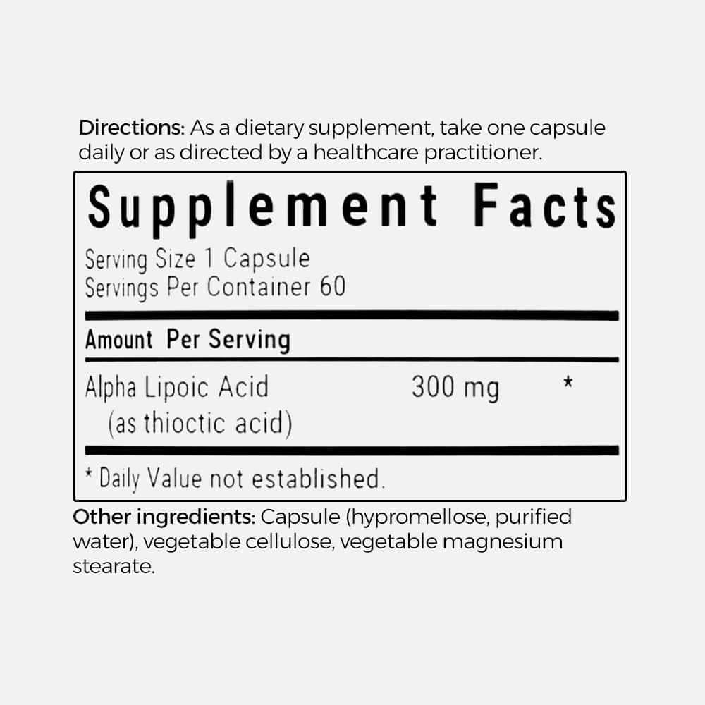 Alpha Lipoic Acid 300mg - 60 Vegetable Capsules