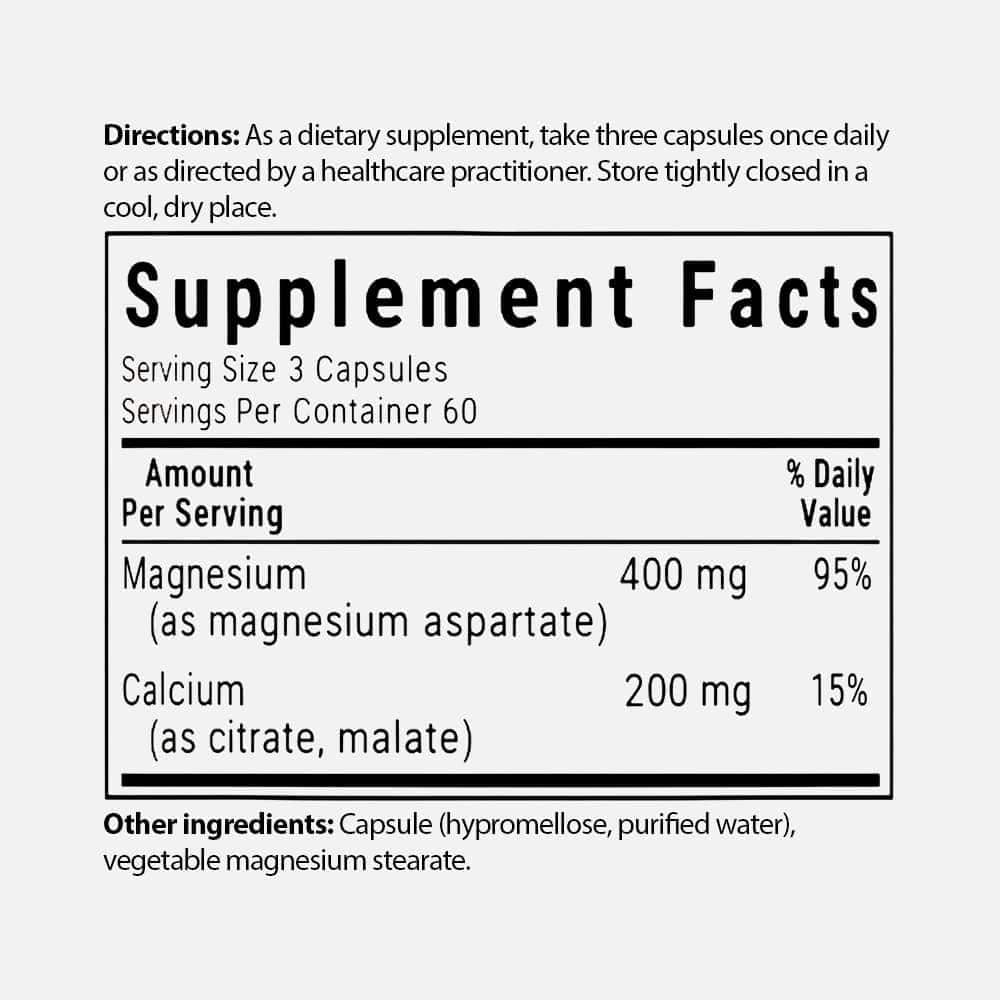 Magnesium & Calcium 2:1 400mg/200mg - 180 Capsules