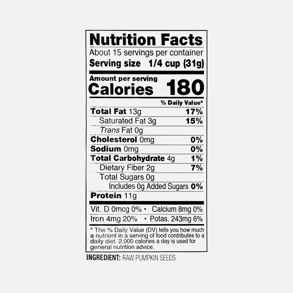 Pumpkin Seeds Raw & Unsalted - 1 lb Snack Seeds