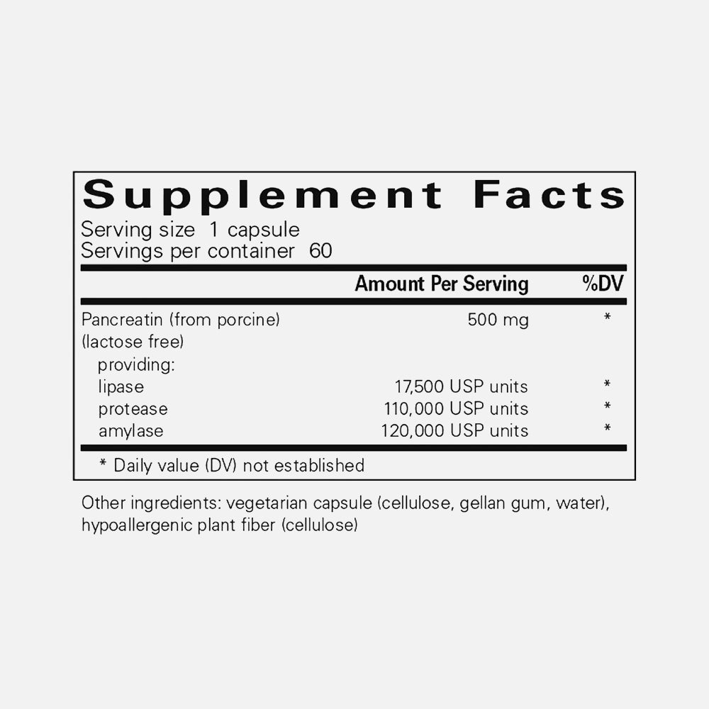 Pancreatic Enzyme Formula 500mg - 60 Capsules
