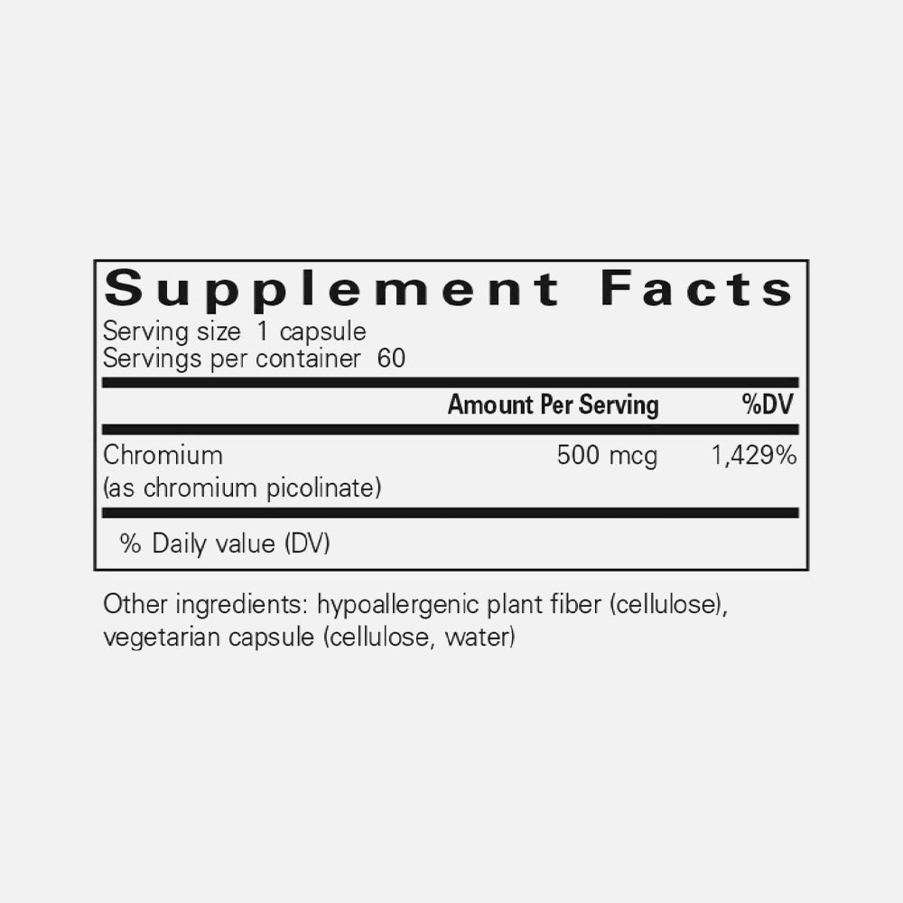 Chromium Picolinate 500mcg - 60 Capsules