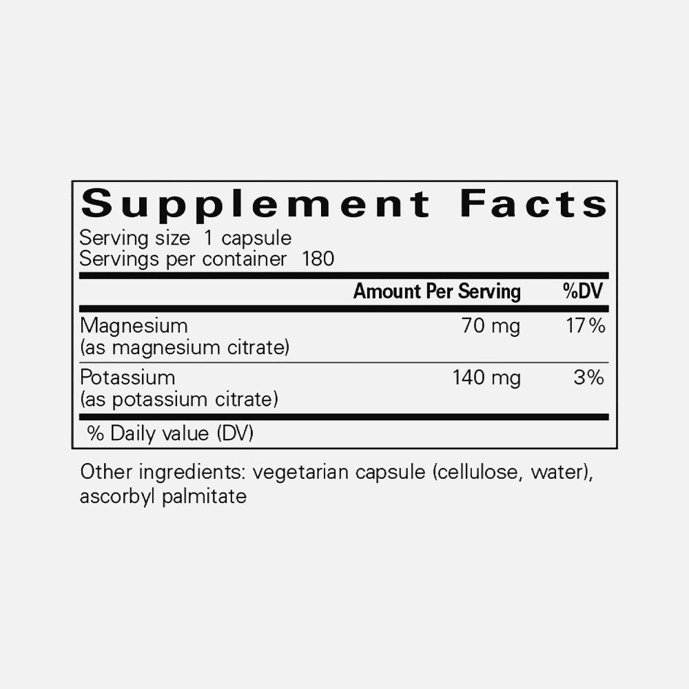 Potassium Magnesium Citrate - 180 Capsules