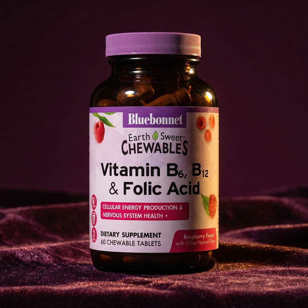 Vitamin B6 B12 & Folic Acid - 60 Chewable Tablets
