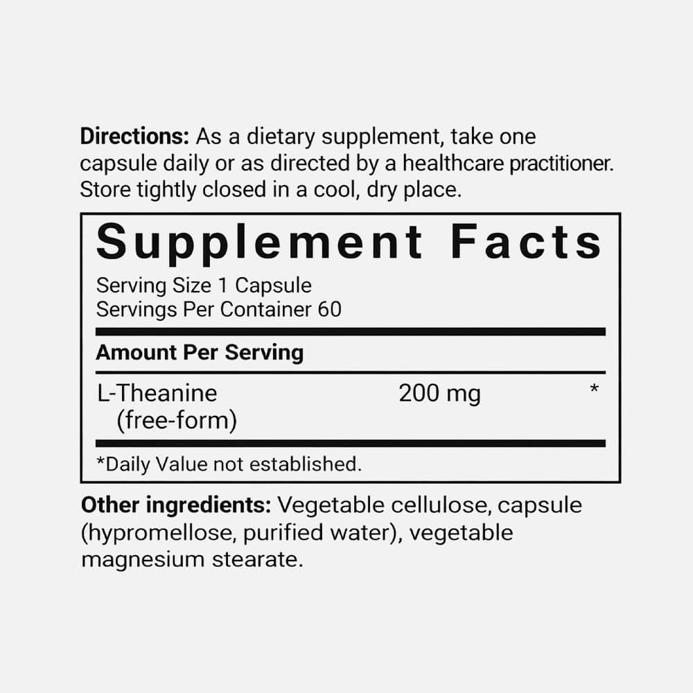 L-Theanine 200mg - 60 Vegetable Capsules