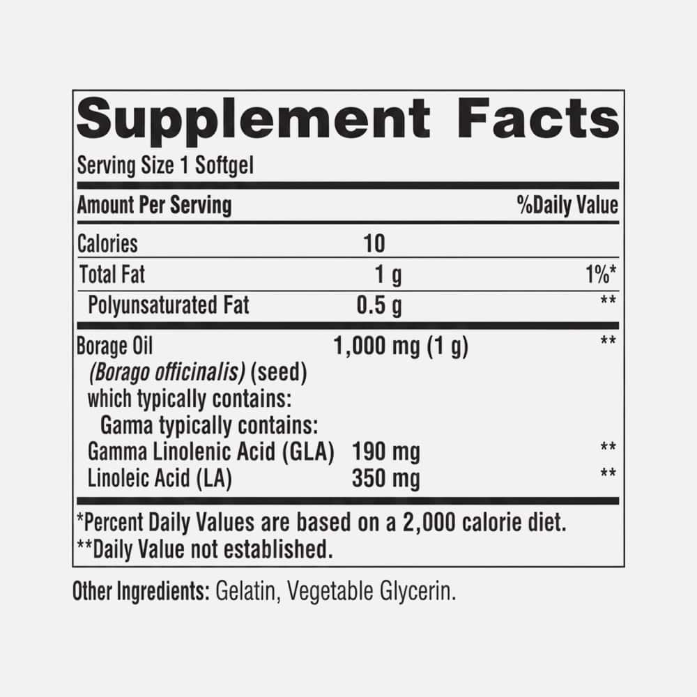 Borage Oil 1000mg - 100 Softgels