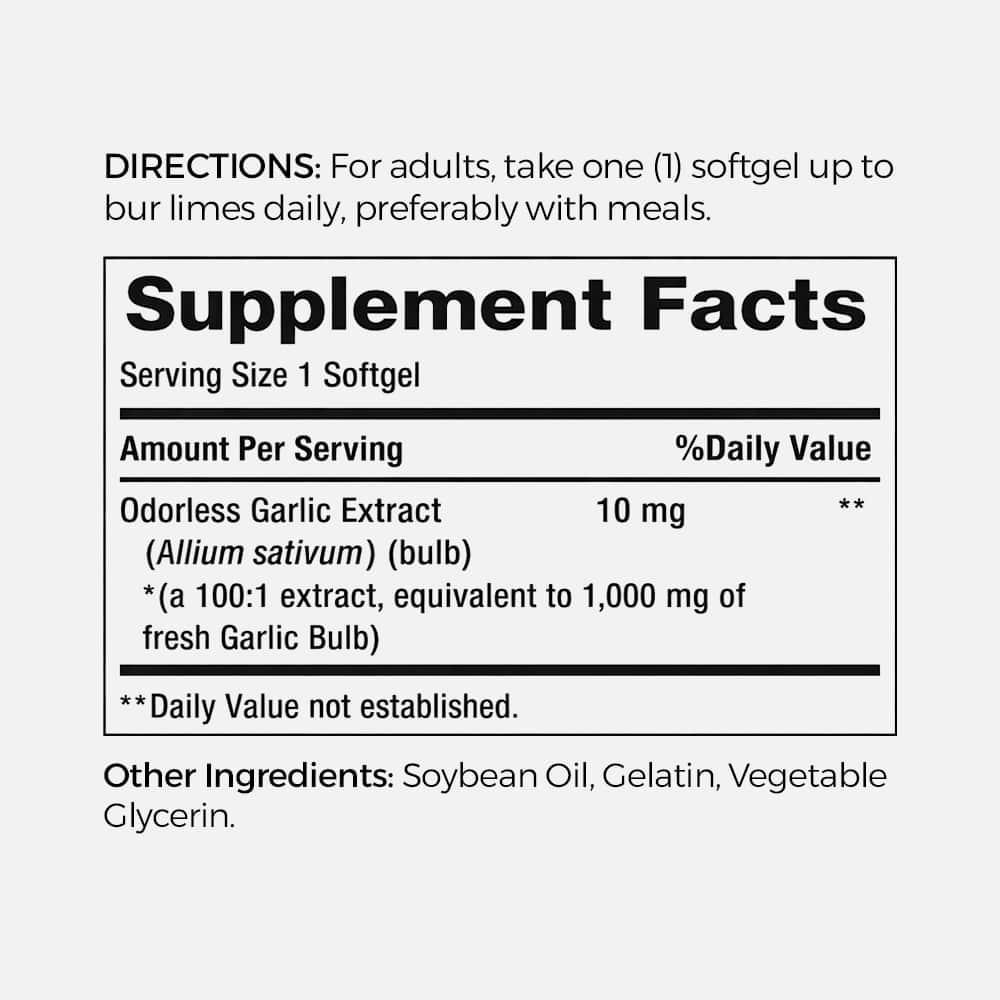 Odorless Garlic 10mg (1000mg Eq.) - 250 Softgels