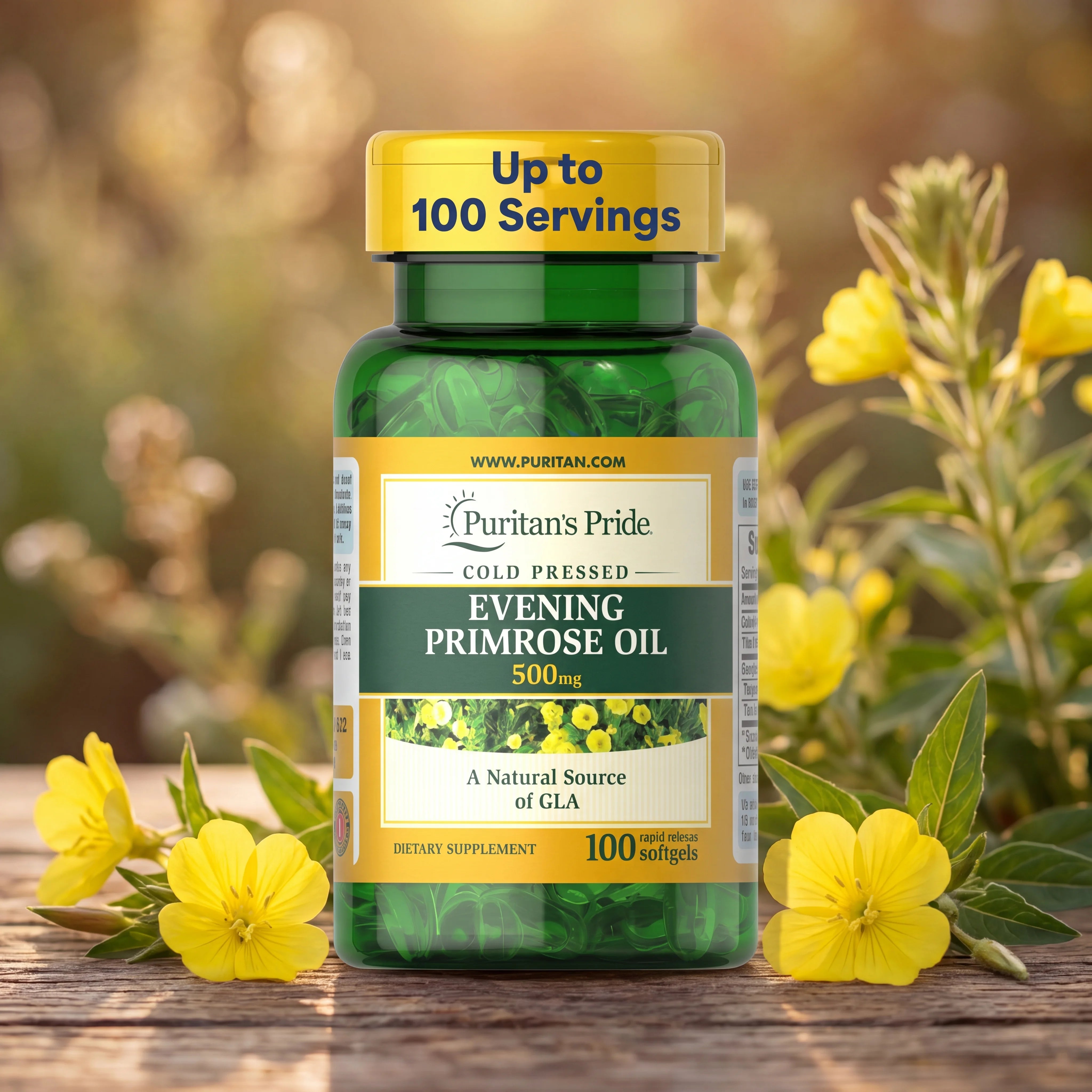 Evening Primrose Oil 500mg with GLA - 100 Softgels