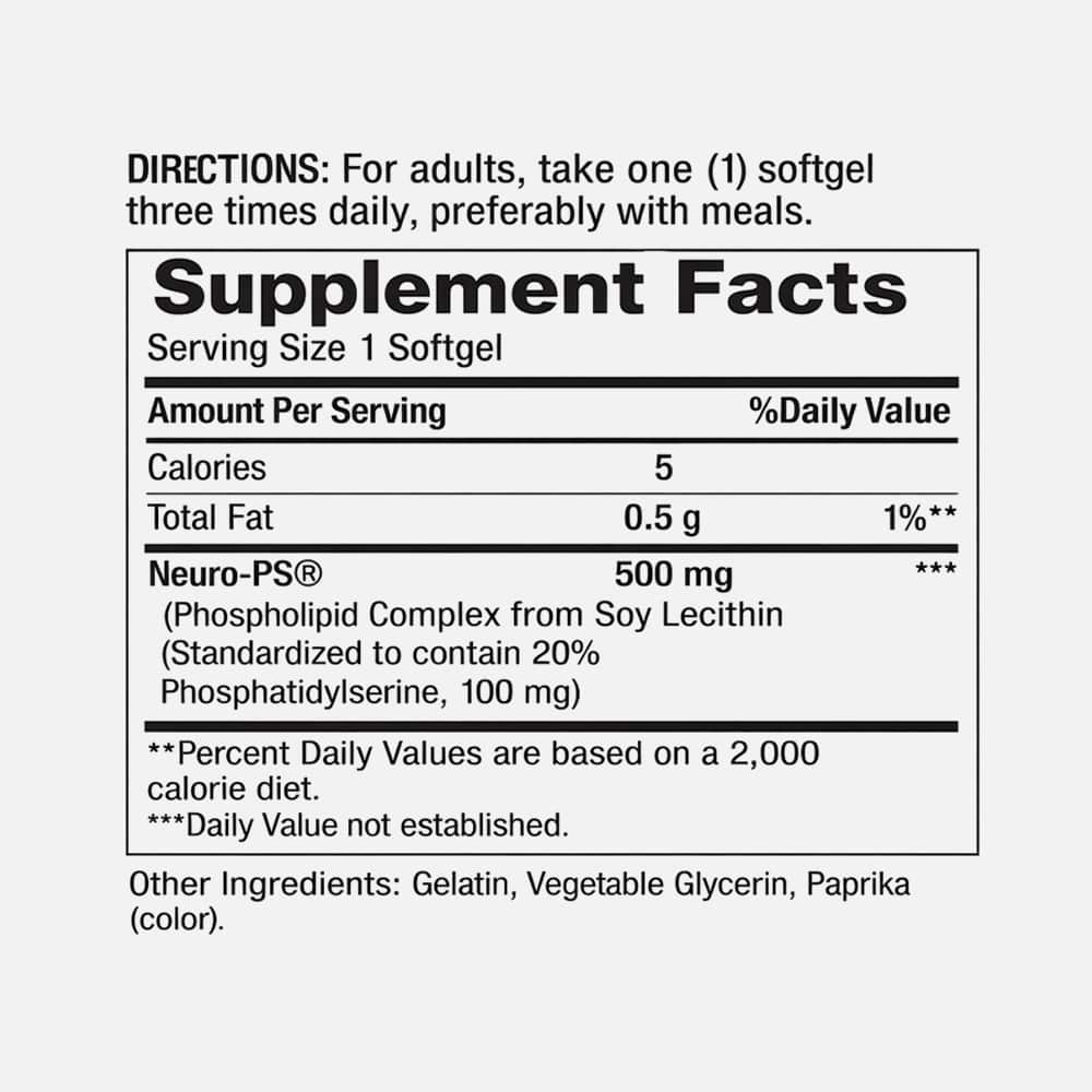 Neuro-PS Phosphatidylserine 100mg - 60 Softgels