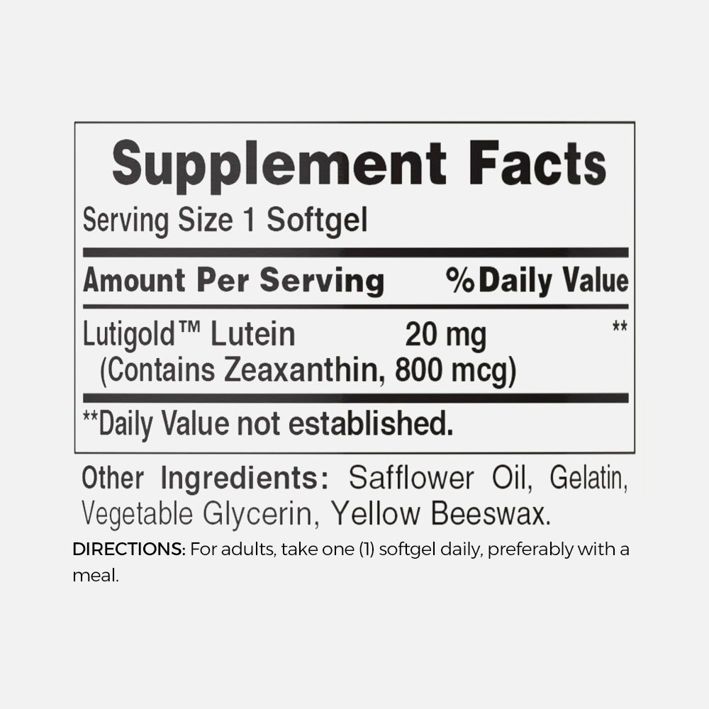 Lutein 20mg with Zeaxanthin - 60 Softgels