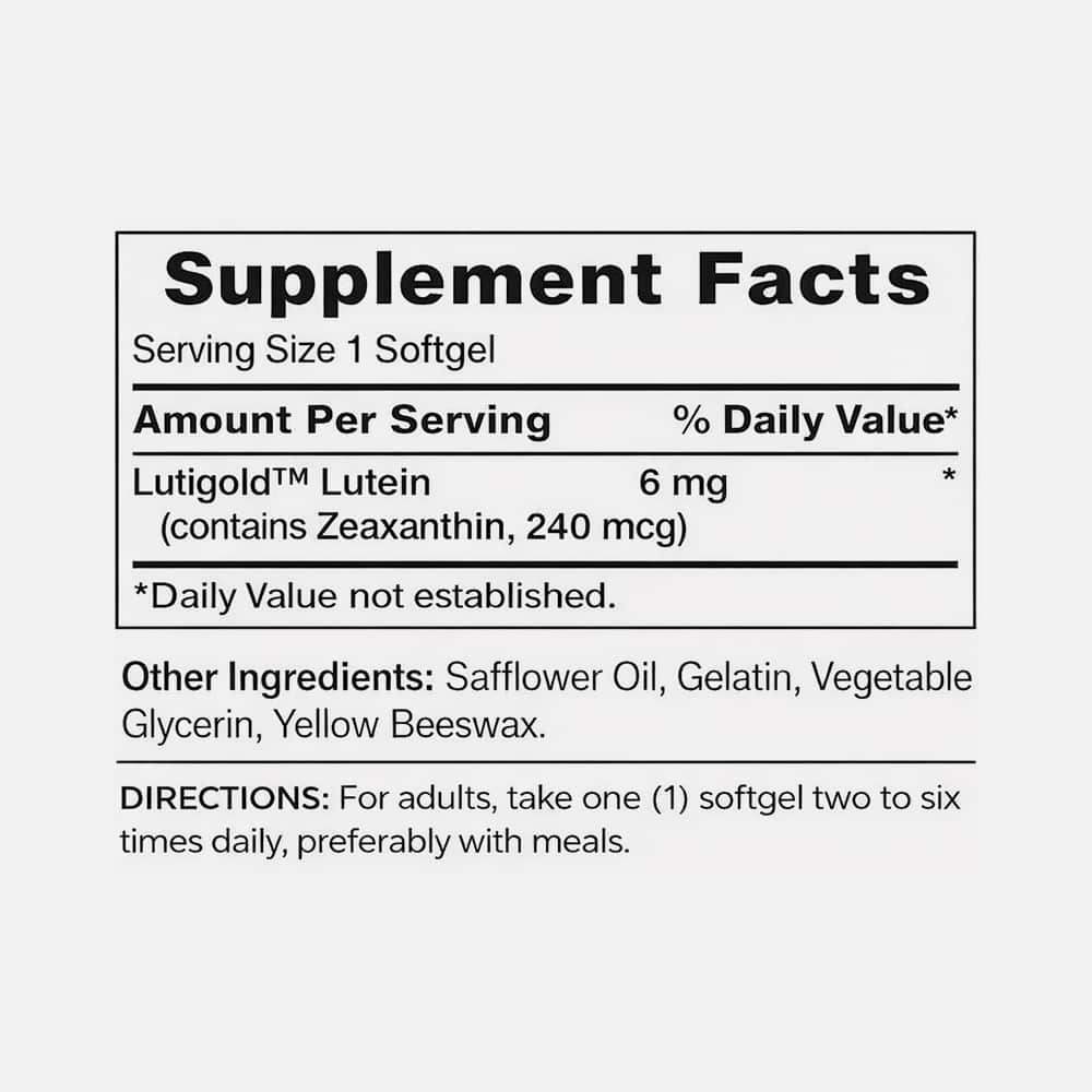 Lutigold Lutein 6mg with Zeaxanthin - 200 Softgels