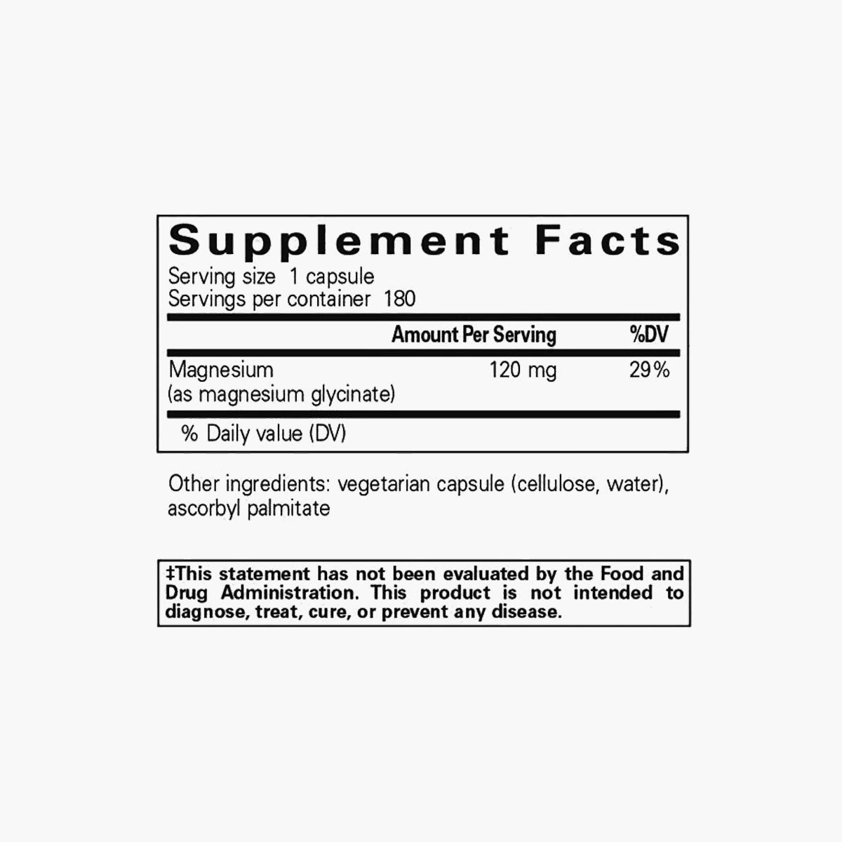 Magnesium Glycinate - 180 Capsules
