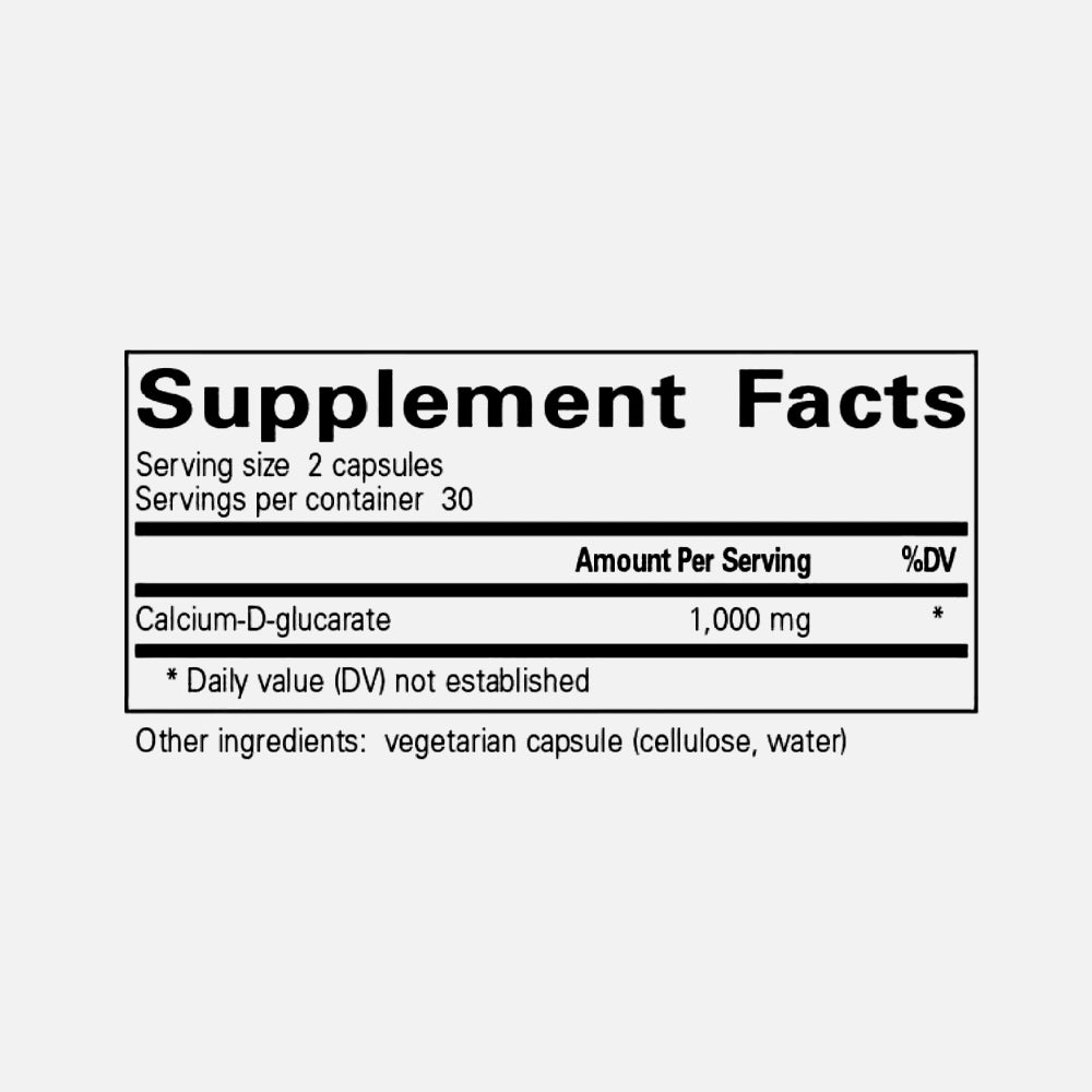 Calcium D-Glucarate 500mg - 60 Vegetarian Capsules