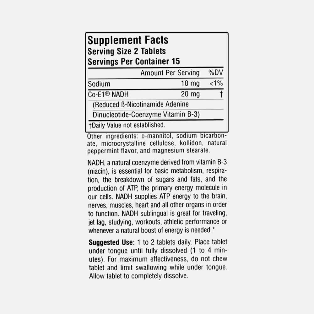 NADH 10mg - 30 Peppermint Biolingual Lozenges
