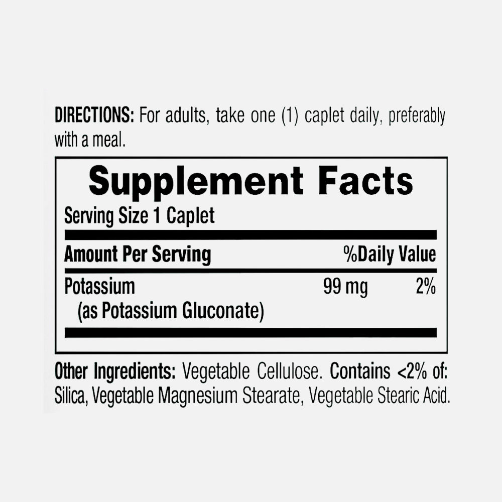 Potassium Gluconate 99mg - 100 Vegetarian Caplets