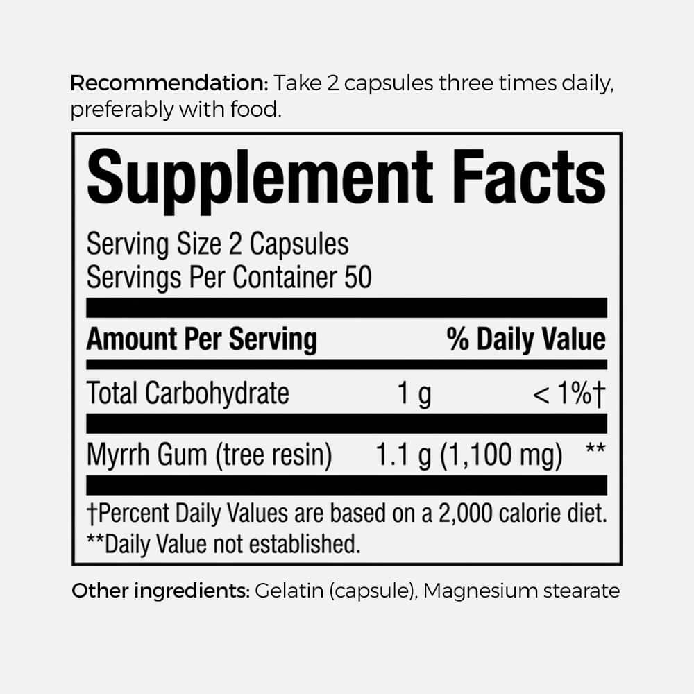Myrrh Gum 1.1g - 100 Capsules