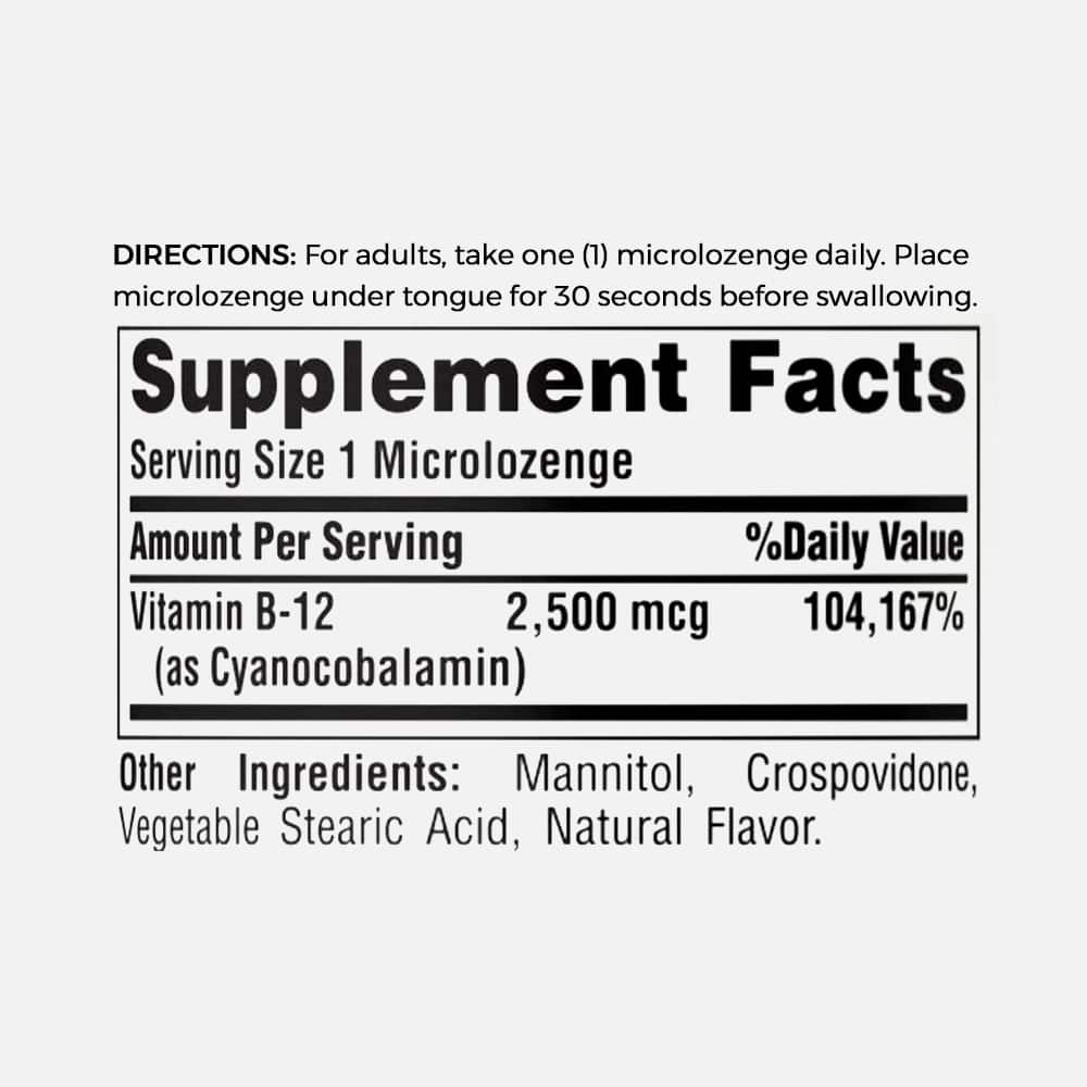 Vitamin B-12 2500mcg - 100 Microlozenges