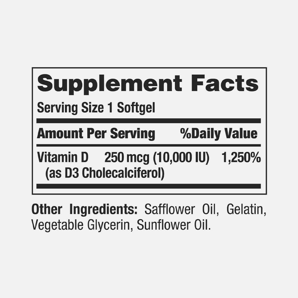 Vitamin D3 10000 IU - 72 Softgels