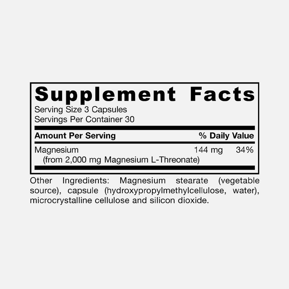 Magnesium L-Threonate 2g - 90 Veggie Capsules