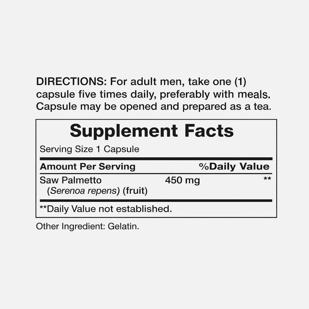Saw Palmetto Extract 450mg - 200 Rapid Release Capsules