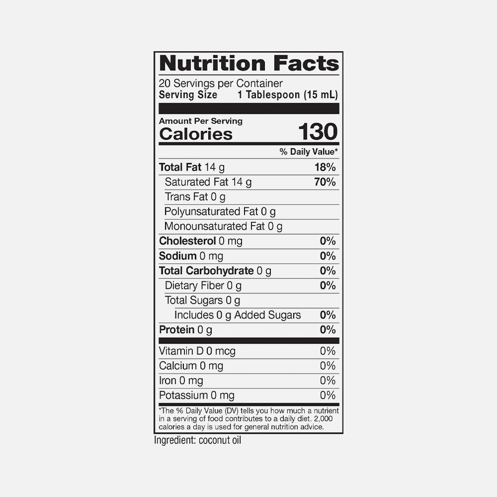 Liquid Coconut Oil 93% MCTs 13g - 10 fl oz Oil