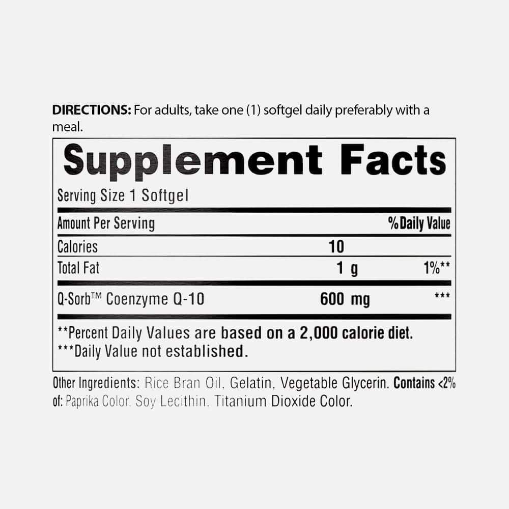Q-Sorb CoQ10 600mg - 60 Rapid Release Softgels