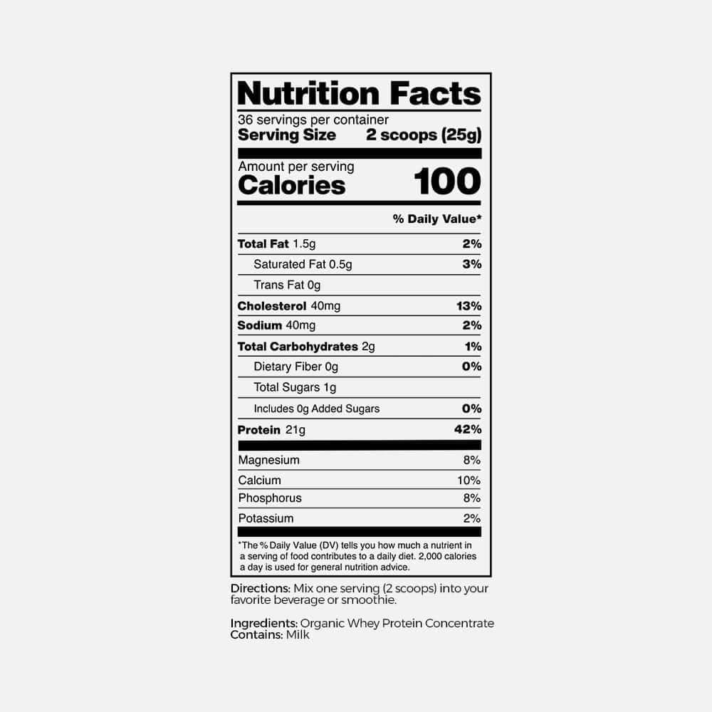 Organic Grass-Fed Whey Protein 21g - 2lb Powder
