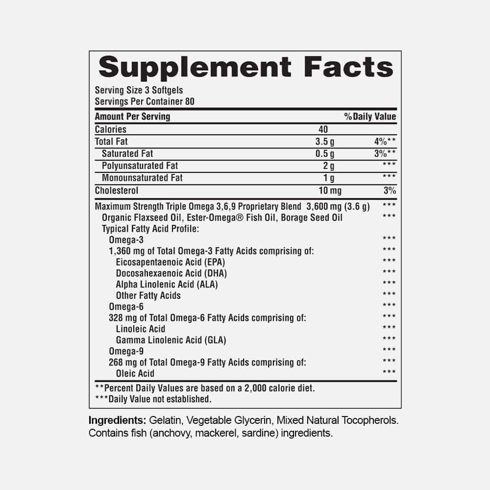 Triple Omega 3-6-9 2400mg - 240 Softgels