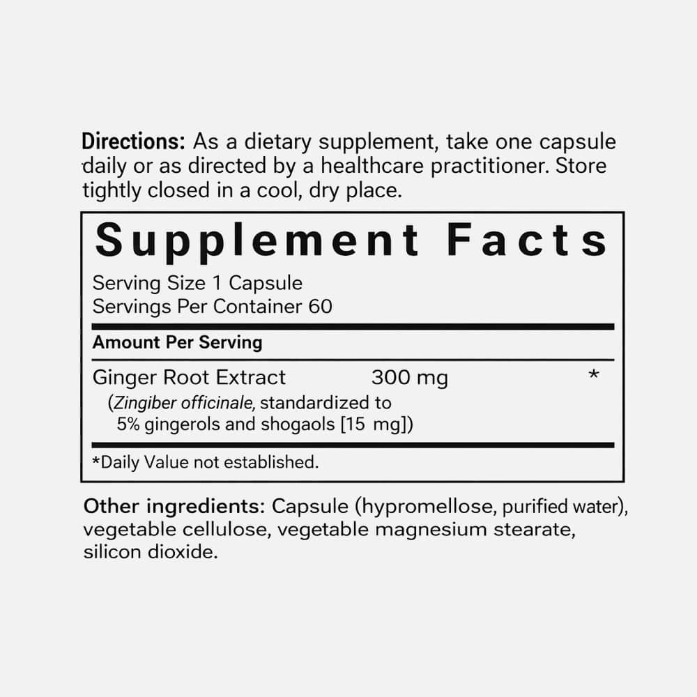 Ginger Root Extract 300mg - 60 Vegetable Capsules