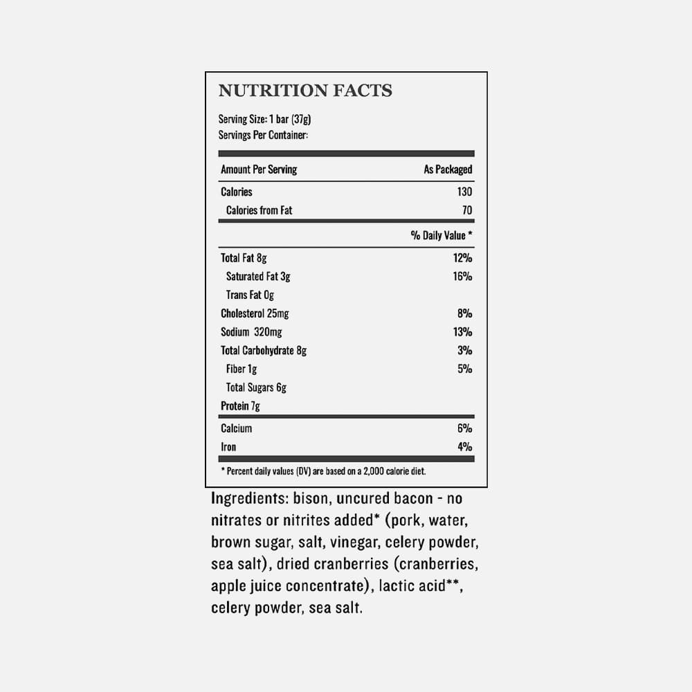 Epic Bison Bacon Cranberry Bars - 12 Bars (1.3oz)