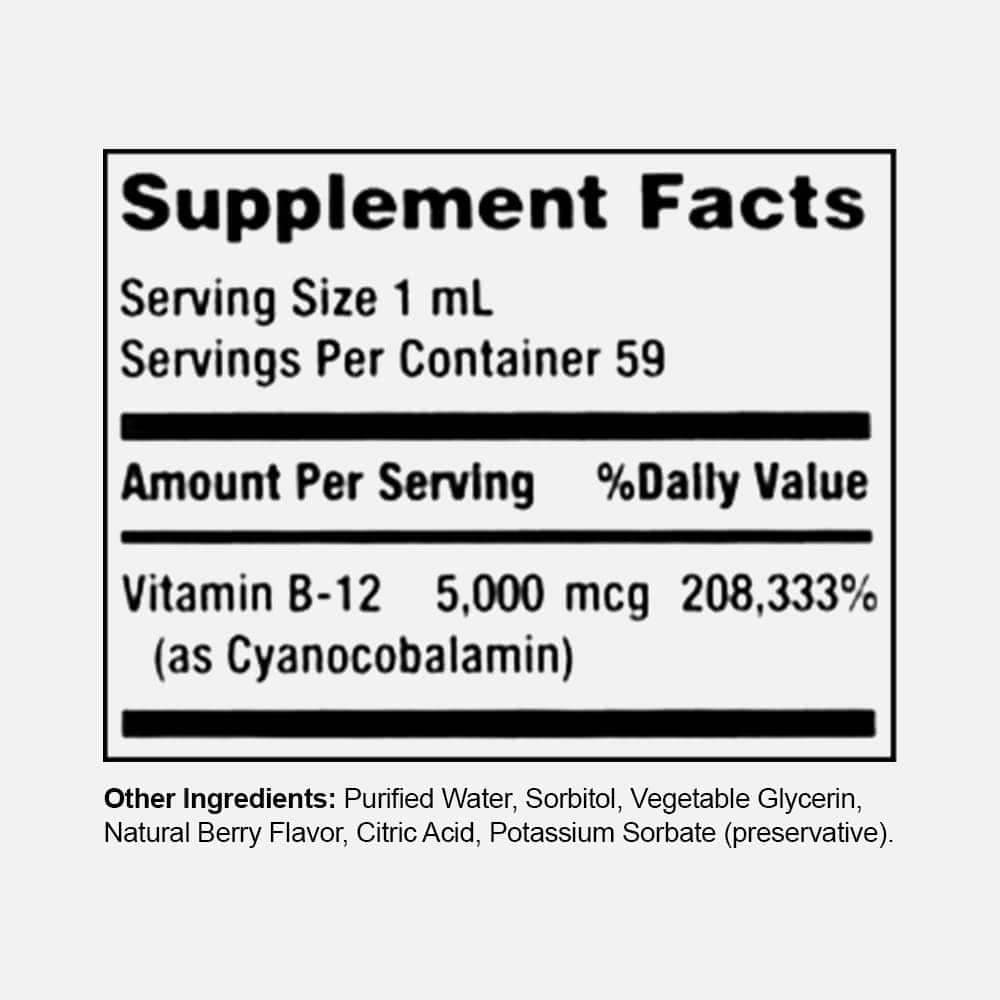 Vitamin B-12 5000mcg - 2oz Sublingual Liquid (2-Pack)